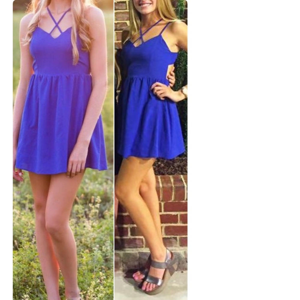 Blue cross neck dress